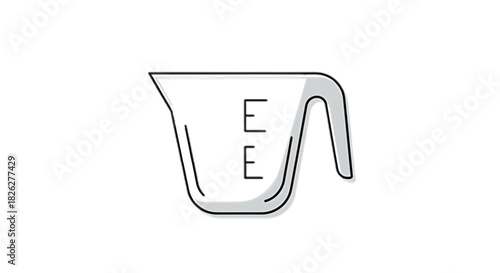 Simple illustration of a clear measuring cup with measurement lines