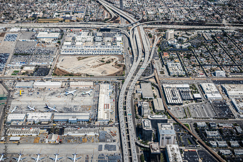 Aerial View of Los Angeles Airport and Freeway Network