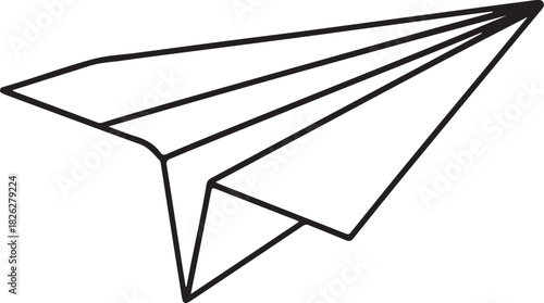 Modern Paper Airplane Outline Drawing