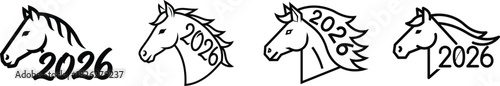 Horse Head Silhouette with 2026 Year Date, Year of Horse Concept