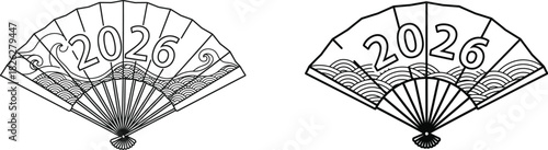 Folding Fan Set Design For Year 2026 Illustration