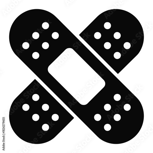 Crossed bandage plaster icon simple flat vector glyph for medical design elements Isolated on transparent background, png