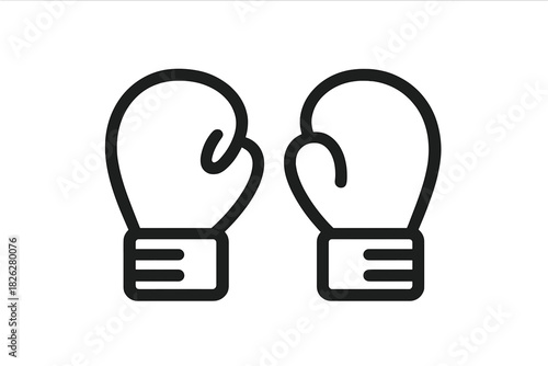 Minimalist black line art of a pair of boxing gloves for sport or training