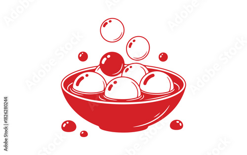 A vector drawing of adorable doodle-style Asian food tang yuan, perfect for printing, designing, greeting cards, stickers, or icons.

