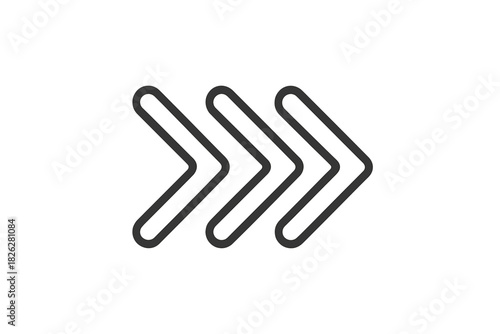 Three consecutive outline arrows pointing right for navigation or playback control