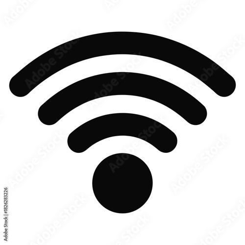 Black wifi signal icon simple flat vector illustration for wireless internet connection Isolated on transparent background, png