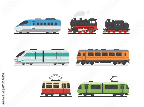Different types of trains trams and rail transport