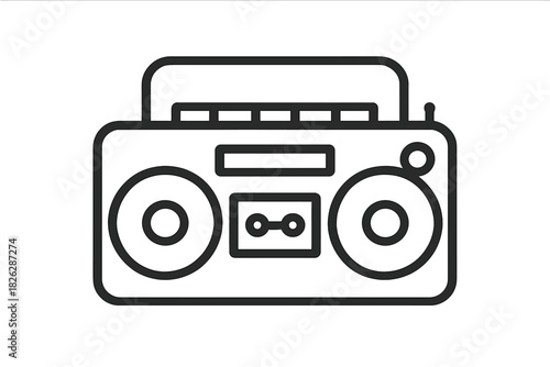 Retro 80s or 90s portable stereo cassette player and radio boombox device