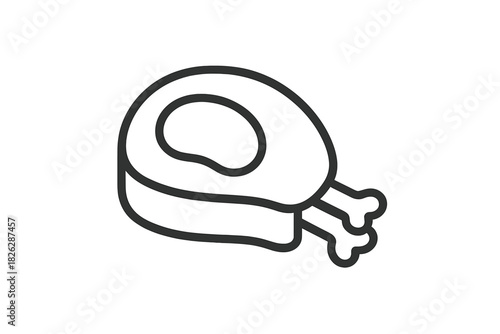 Simple graphic of a large cut of raw meat with bone used for cooking and butchery applications
