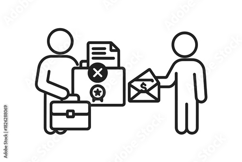 Professional people exchanging documents and payment during a business negotiation