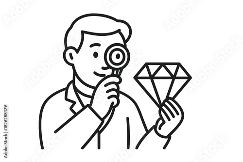 Expert gemologist inspecting a large faceted diamond using a jeweler's loupe for quality and value assessment