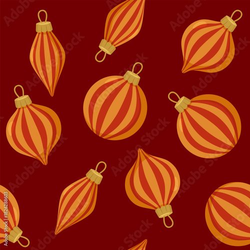 Burgundy Striped Christmas Ornament Pattern