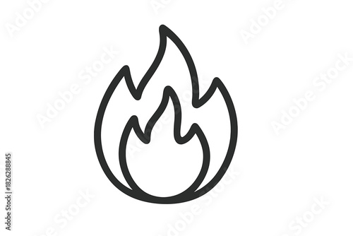 Simple outline symbol of a burning flame representing heat energy or danger