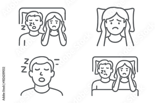 Couple disturbed by loud snoring and insomnia causing sleep and relationship problems