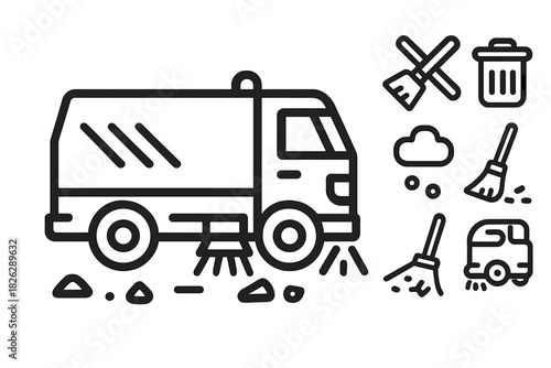 Street cleaning truck, sanitation service vehicle, and maintenance equipment