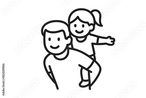 Happy father carrying his young daughter on his back during a playful family moment of bonding and joy