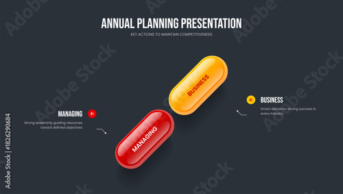 Professional Insight 2 Option Diagram Presentation Template. Marketing Profile Two Step Infographic Slideshow Layout. Financial Plan Frame Design Vector Illustration.