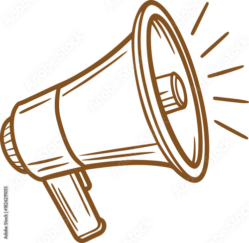 Brown line art megaphone icon bullhorn announcement