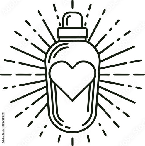 Heart Shaped Potion Bottle with Rays love magic