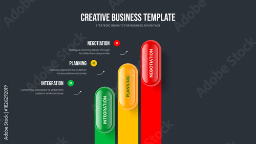 Product Visualization Frame Template Vector Illustration. Modern Profile 3 Option Infographic Slideshow Layout. Professional Development Three Element Diagram Slide Design.