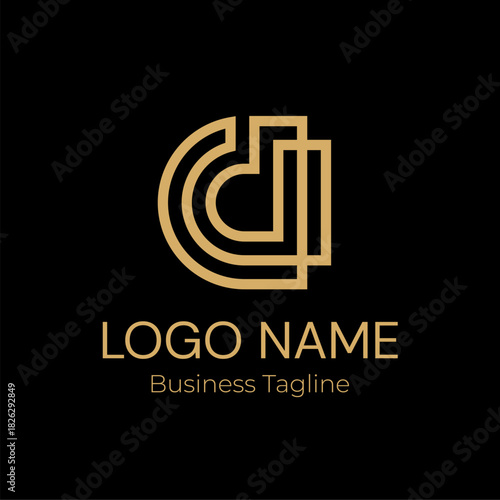 Logo Letter D Geometry Modern Gold Business Company Design Template