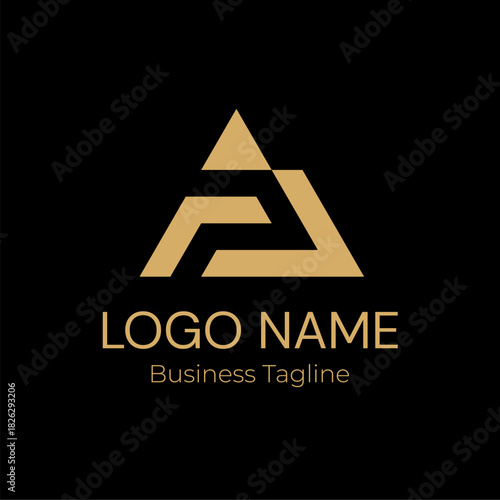Logo Letter A Geometry Modern Gold Business Company Design Template
