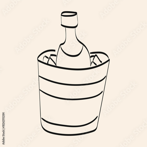 Bottle cooling in a bucket full of ice during a summer gathering