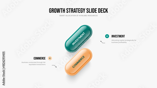 Company Solution 2 Element Diagram Presentation Design. Project Strategy Two Option Infographic Slide Template. Service Campaign Frame Layout Vector Illustration.