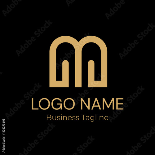 Logo Letter M Geometry Modern Gold Business Company Design Template