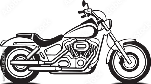 Classic cruiser motorcycle vector illustration isolated on white background