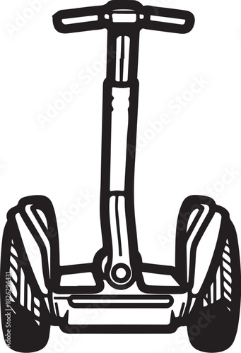 Outline of a self-balancing personal transporter on a white background