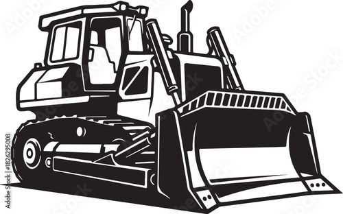 Heavy-duty bulldozer illustration isolated on white background