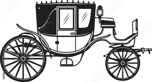 Vintage horse drawn carriage vector illustration isolated on white background