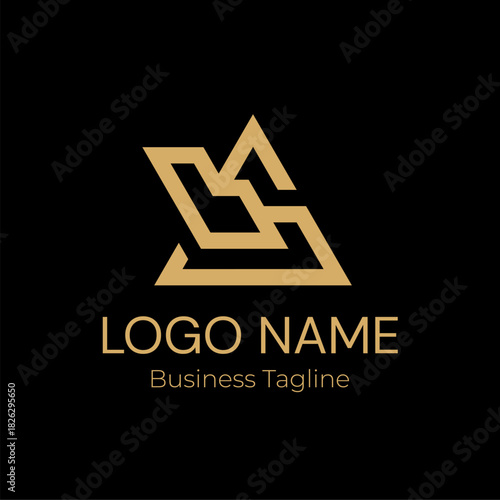 Logo Letter A Geometry Modern Gold Business Company Design Template
