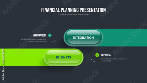 Creative Review 2 Option Infographic Frame Layout. Visual Profile Two Element Diagram Presentation Template. Digital Strategy Slideshow Design Vector Illustration.