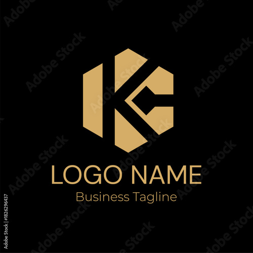 Logo Letter K Geometry Modern Gold Business Company Design Template