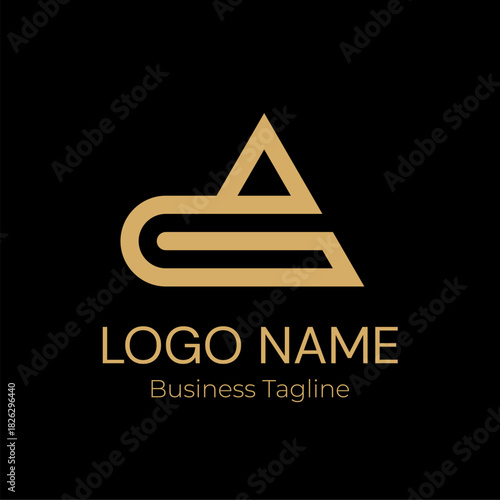 Logo Letter A Geometry Modern Gold Business Company Design Template