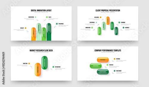 Modern Profile Four Five Two Three Step Diagram Frame Layout Vector Illustration Set. Service Planning 4 5 2 3 Option Infographic Presentation Design Collection.