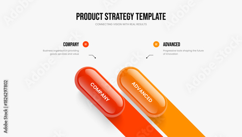 Product Strategy Frame Template Vector Illustration. Project Portfolio Two Option Infographic Presentation Layout. Advertising Growth 2 Element Diagram Slideshow Design.