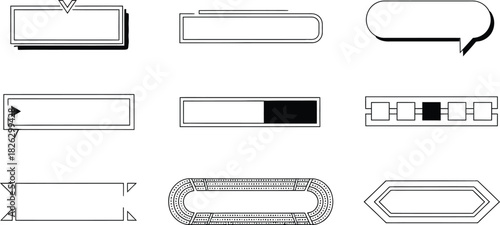 Hand drawn style banner set with various shapes and decorative elements