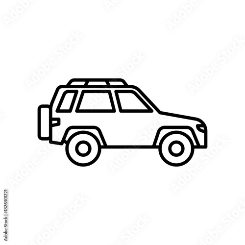 Offroad SUV outline icon. SUV black line illustration.