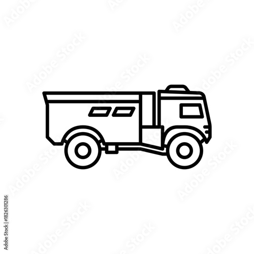 Racing truck outline icon. truck black line illustration.