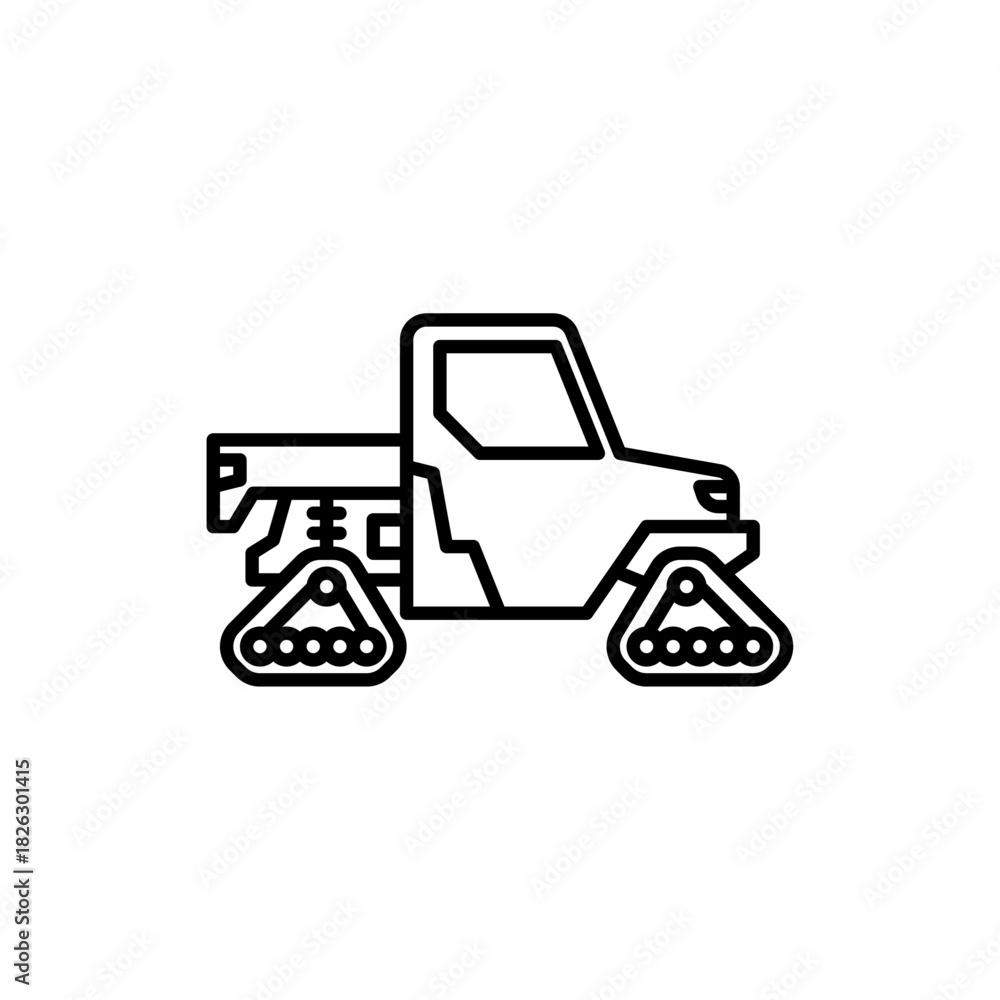 Naklejka premium Snow UTV outline icon. Snow vehicle black line illustration.