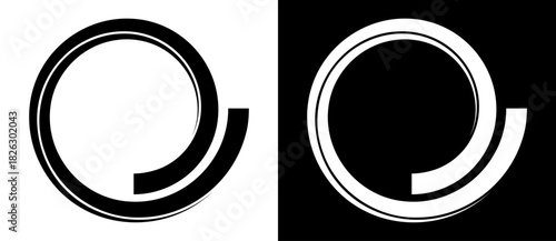 Abstract background with lines in spiral. Art design spiral as logo or icon. A black figure on a white background and an equally white figure on the black side.