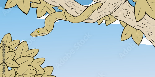 Green snake blends seamlessly with lush foliage, showcasing intr.