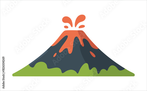 dormant volcano mountain with nature landscape silhouette isolated vector illustration on white background