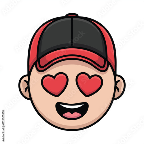 Adolescent young man experiencing deep romantic love emotions isolated vector illustration on white background