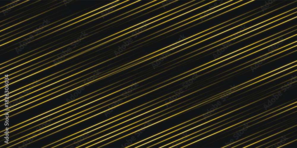 Obraz premium Vector luxury tech background. Stack of black carbon fiber material texture layer with gold stripe. Blured bottom layers. Arrow shape premium industrial wallpaper