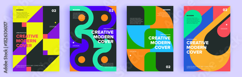 Modern abstract covers set, minimal covers design. Colorful geometric background, vector illustration.