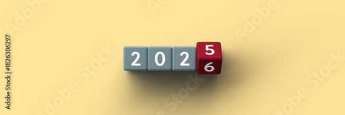 3D Cubes with the years 2024-2025 on a yellow paper background	

